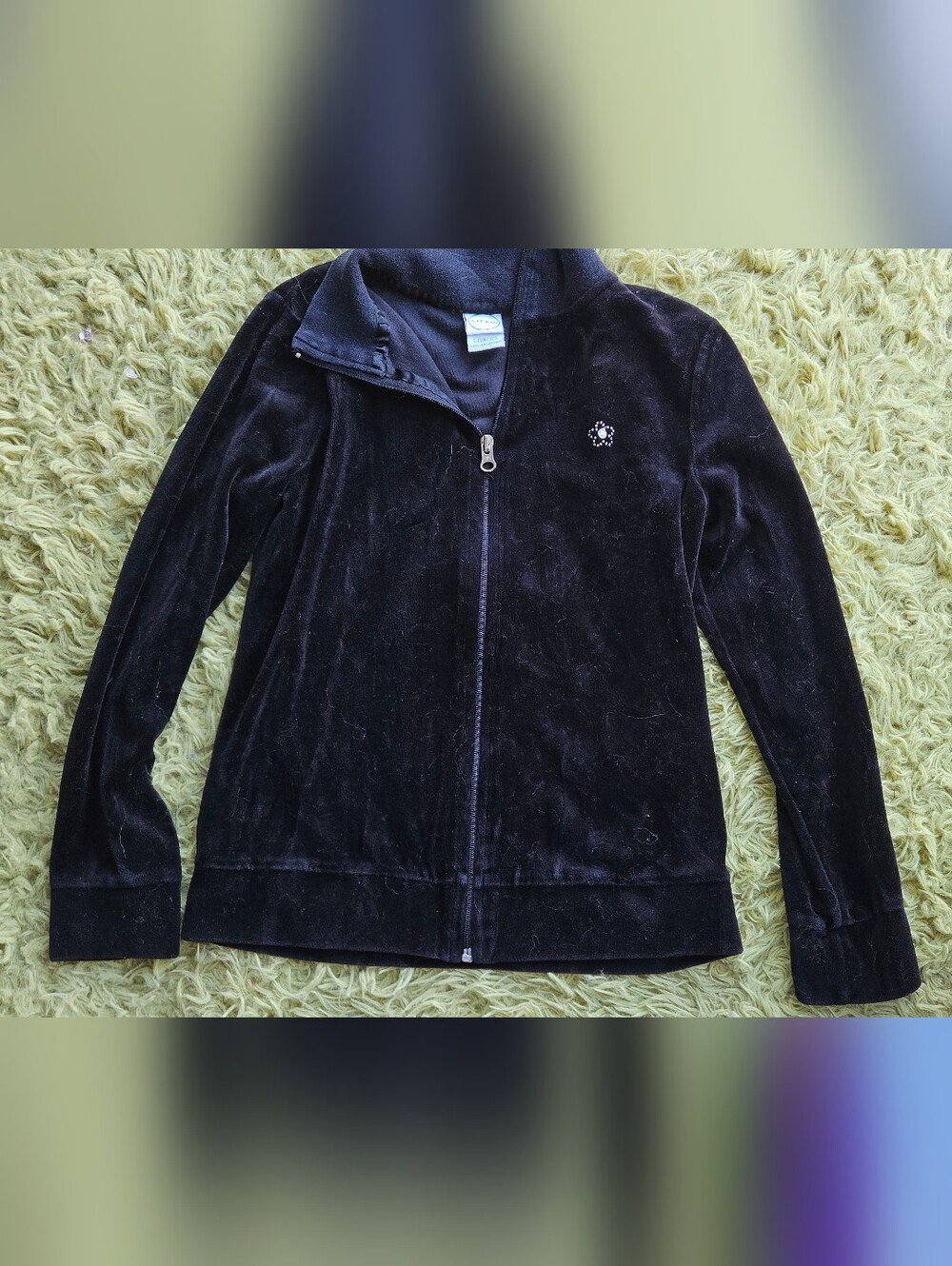 Circo Black Velour Zip-Up Jacket 10/12 10 12